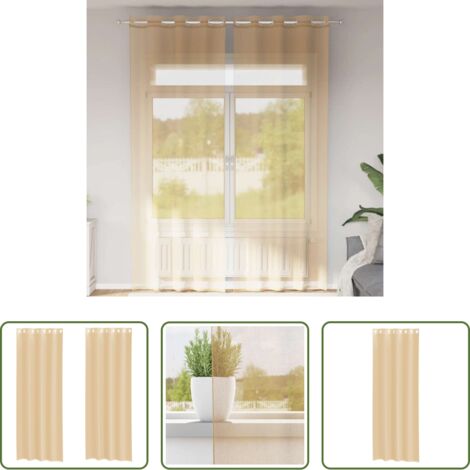 Tenda trasparente -  Tende in Voile con Occhielli 2 pz Sabbia