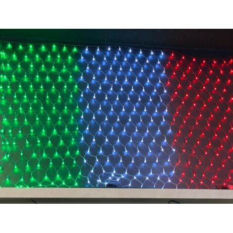 Tenda tricolore Led Bandiera italiana 120x180cm da 280 Led Verde Bianco e Rosso IP44 da esterno Wisdom