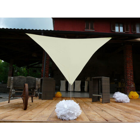 Tenda Vela da Giardino Triangolare 300x400x400 cm in Poliestere 210 gr Ecru