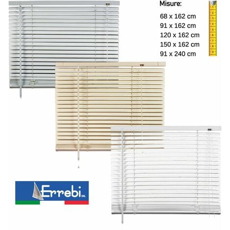 Tenda Veneziana in PVC per Portafinestra Finestra Parasole Inclinabile su Misura - Misure: 91 x 162 cm - Colore: Bianco