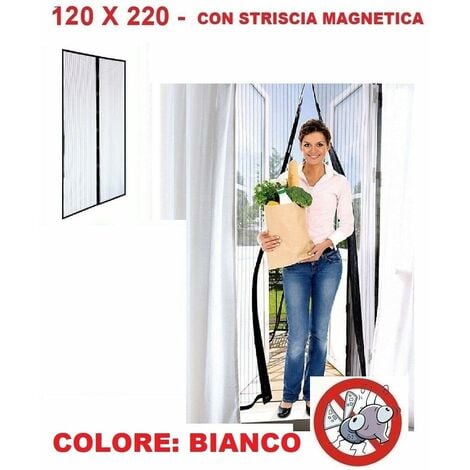 Tenda Zanzariera Magnetica Nera Per Porta Finestra Con Adesivo In Velcro  Misura 130X220cm