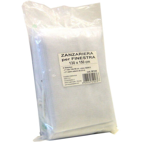 tenda zanzariera moschiera in poliestere per finestra 130x150 cm bianco