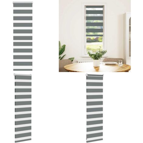 Tenda Zebra Grigio Scuro Larghezza Tessuto 35,9 cm Poliestere - Tenda a rullo - Privacy
