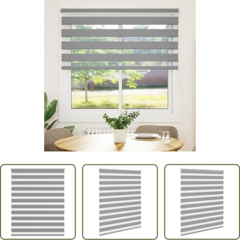 Tenda zebrata -  Tenda a rullo zebra 140,9x175 cm Larghezza tessuto 136,7 cm grigio