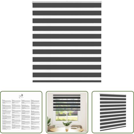 Tenda zebrata -  Tenda a Rullo Zebra Nero Larghezza Tessuto 125,9 cm Poliestere