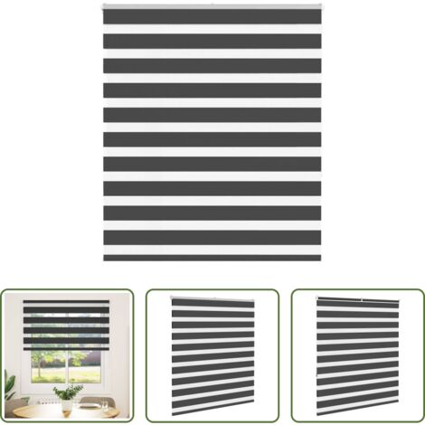 Tenda zebrata -  Tenda a Rullo Zebra Nero Larghezza Tessuto 130,9 cm Poliestere