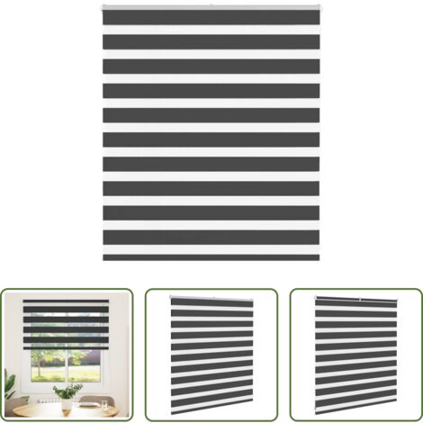 Tenda zebrata -  Tenda a Rullo Zebra Nero Larghezza Tessuto 130,9 cm Poliestere