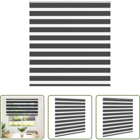 Tenda zebrata -  Tenda a Rullo Zebra Nero Larghezza Tessuto 135,9 cm Poliestere