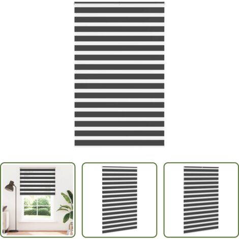 Tenda zebrata -  Tenda a Rullo Zebra Nero Larghezza Tessuto 140,9 cm Poliestere