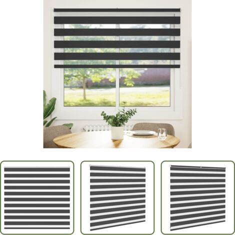 Tenda zebrata -  Tenda a Rullo Zebra Nero Larghezza Tessuto 150,9 cm Poliestere