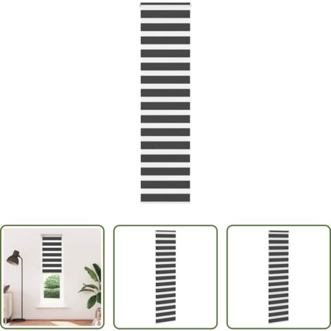 Tenda zebrata -  Tenda a Rullo Zebra Nero Larghezza Tessuto 60,9 cm Poliestere