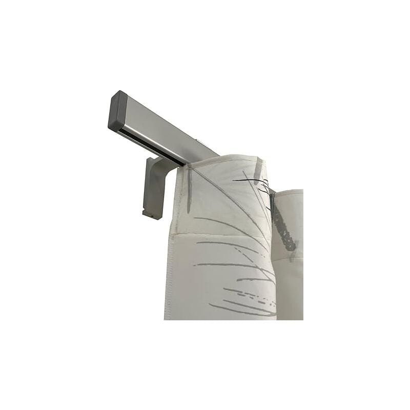 Binario Tenda Soffitto/ Parete Piatto Moderno - Ideale anche per Tenda Wave - Completo di Tappi e Supporti -Misura: 160 cm - Colore Argento