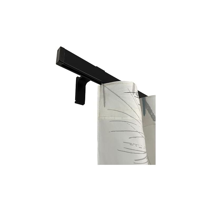 TENDAGGIMANIA Binario Tenda Soffitto/ Parete Piatto Moderno - Ideale anche per Tenda Wave - Completo di Tappi e Supporti -Misura: 140 cm - Colore Nero