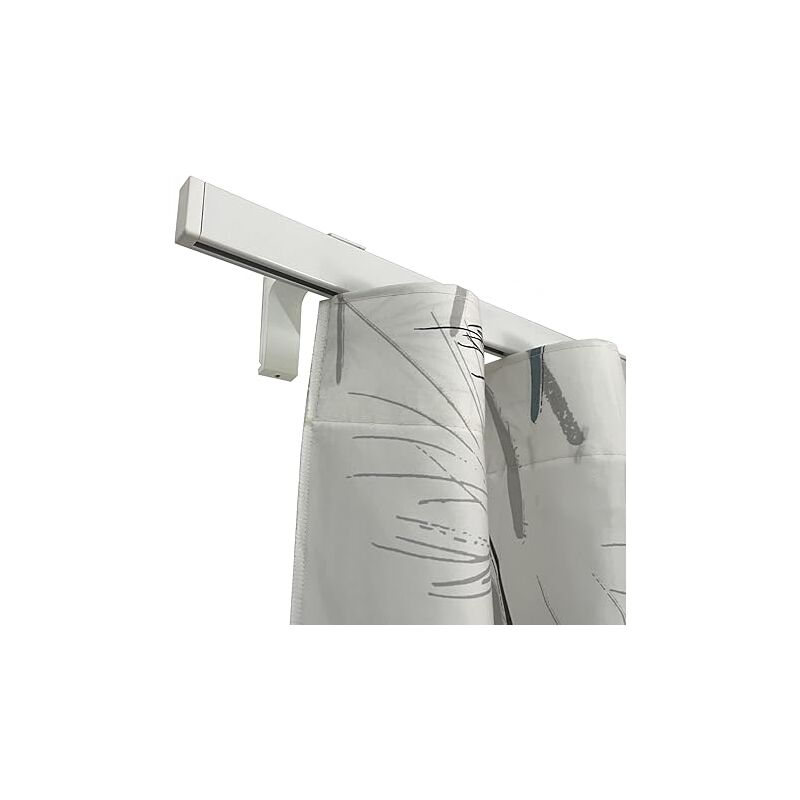 Tendaggimania - Binario Tenda Soffitto/ Parete Piatto Moderno - Ideale anche per Tenda Wave - Completo di Tappi e Supporti -Misura: 120 cm - Colore