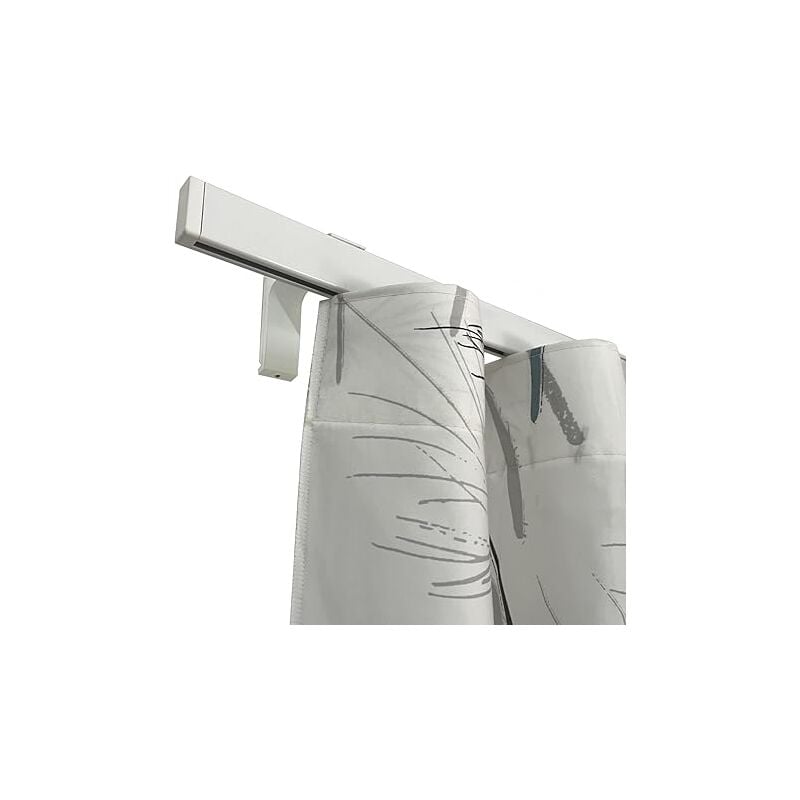 TENDAGGIMANIA Binario Tenda Soffitto/ Parete Piatto Moderno - Ideale anche per Tenda Wave - Completo di Tappi e Supporti -Misura: 140 cm - Colore