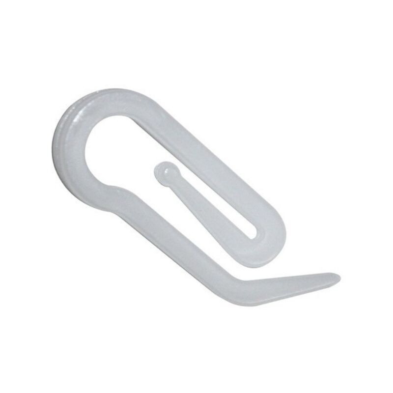 Ganci per Nastro Fettuccia tenda, modello a Papera in pvc bianco, 28 x 12 mm. (50 pz ) - Tendaggimania