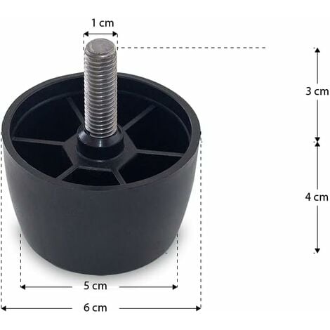 TENDAGGIMANIA Piedini per Mobili, Divani, Poltrone e Pouf- in Plastica- 1 Piedino Altezza 4 cm