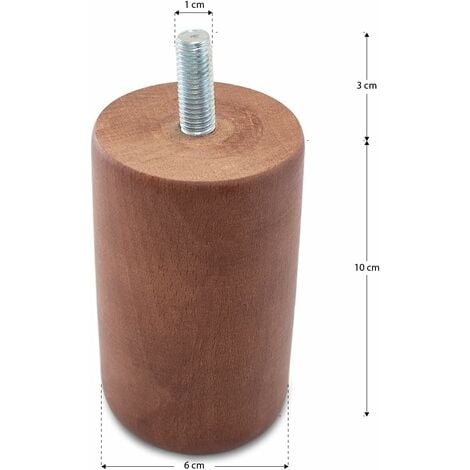 TENDAGGIMANIA Piedini per Mobili, Divani, Poltrone e Pouf-  Modello Cilindro- 1 Piedino Altezza 10 cm