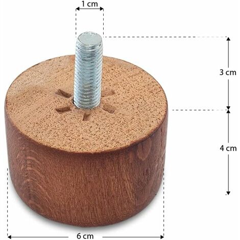 TENDAGGIMANIA Piedini per Mobili, Divani, Poltrone e Pouf-  Modello Cilindro- 1 Piedino Altezza 4 cm