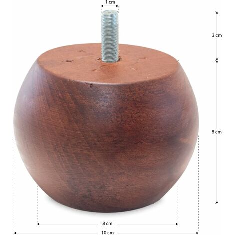 TENDAGGIMANIA Piedini per Mobili, Divani, Poltrone e Pouf- Modello Cipolla-1 Piedino Altezza 8 cm