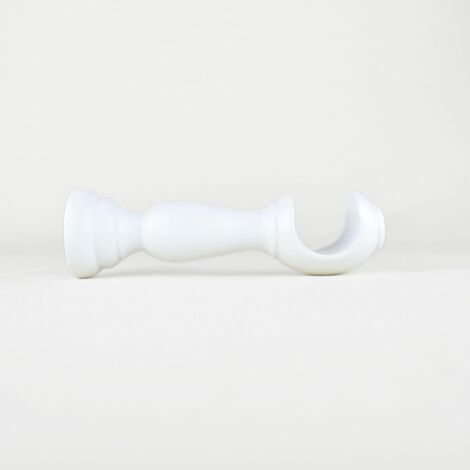 TENDAGGIMANIA Staffe per Tende 1 COPPIA - Per Bastoni per tende in Legno ∅ 35 MM - Staffe con piastrina di fissaggio, viti e tasselli- 100% Legno Made in Italy - Colore: BIANCO -LUNGHEZZA 15 CM