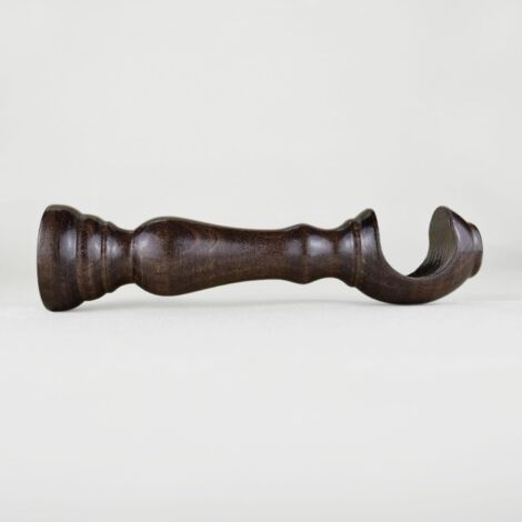 TENDAGGIMANIA Staffe per Tende 1 COPPIA - Per Bastoni per tende in Legno ∅ 35 MM - Staffe con piastrina di fissaggio, viti e tasselli- 100% Legno Made in Italy - Colore: NOCE -LUNGHEZZA 18 CM