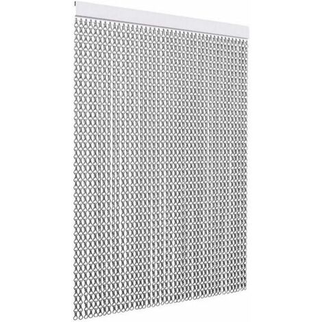 TENDAGGIMANIA Tenda Antimosche per Porte e Finestre - Colore binario: Argento - Modello Catena in Alluminio - (L.100 CM X H.240 CM, Grigio)