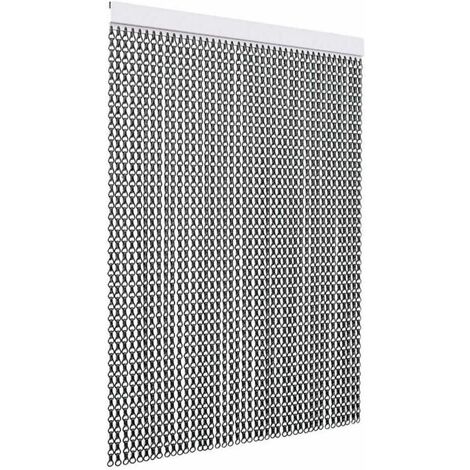 TENDAGGIMANIA Tenda Antimosche per Porte e Finestre - Colore binario: Argento - Modello Catena in Alluminio - (L.80 CM X H.240 CM, Nero)