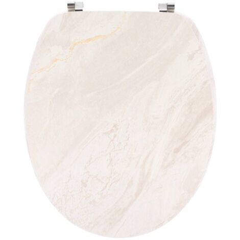 Tendance – Abattant adulte pour WC en MDF 18 pouces – 4 faces imprimées – Fixation acier inoxydable – Finition marbre beige