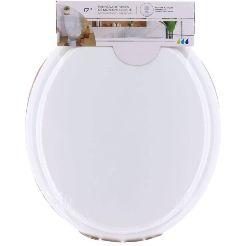 Tendance - Abattant wc mdf 17 pouces attaches plastiques - blanc