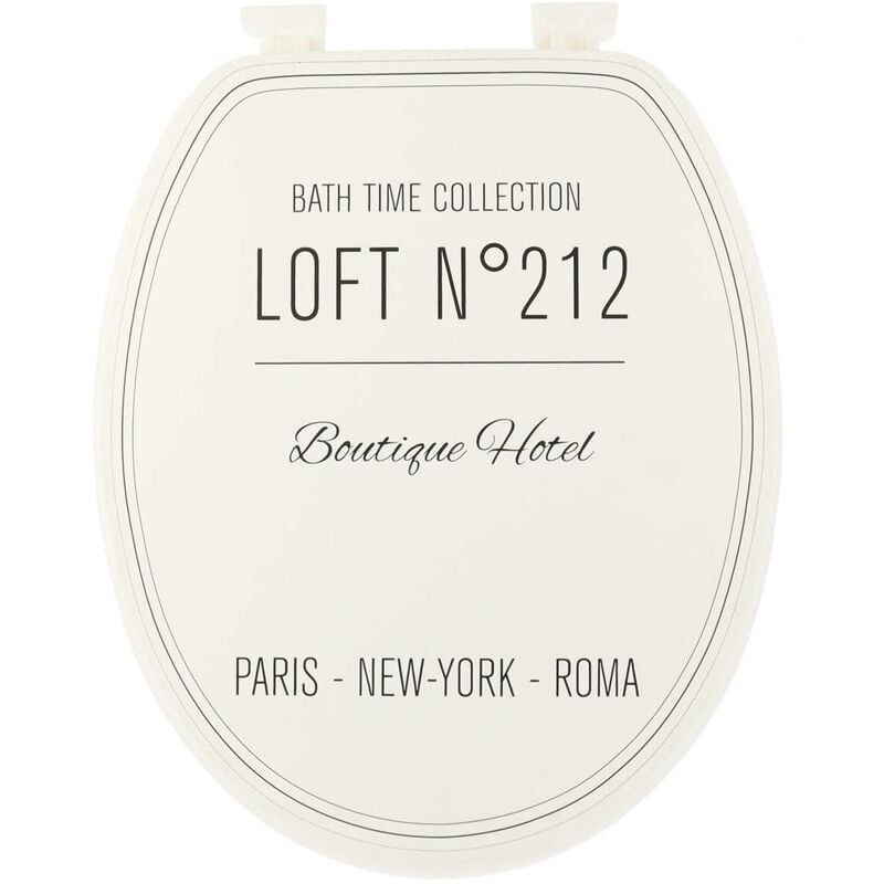 Tendance - Abattant wc 18 pouces mdf couvercle design imprime et attaches plastique - neo retro blanc