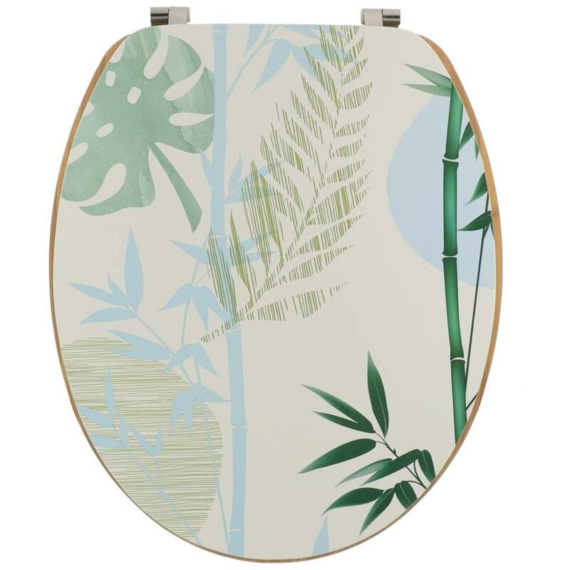 Abattant wc mdf 18 pouces couvercle imprime assise imitation bambou attaches acier inoxydable - sagano Tendance