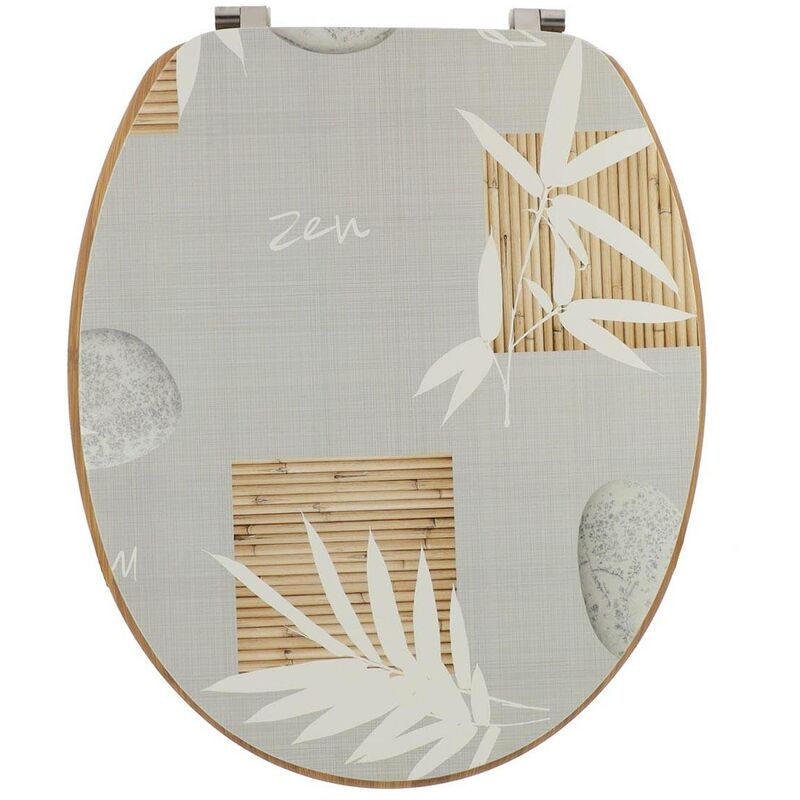 Abattant wc mdf 18 pouces couvercle imprime assise imitation bambou attaches acier inoxydable - spirituality Tendance