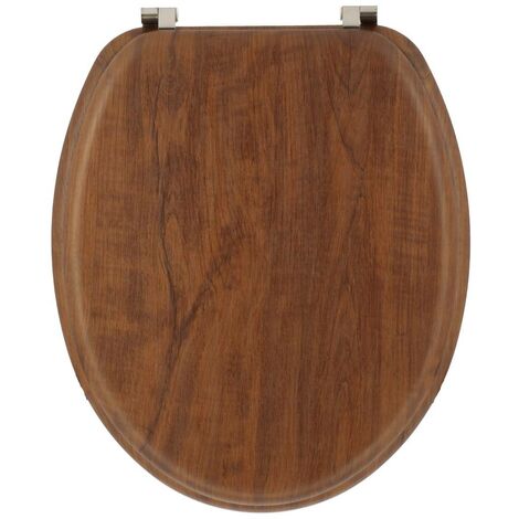 Tendance – Abattant wc en bois moulé 18 pouces – Aspect acacia rustique – Fixation acier inoxydable – Compatible tous WC standards