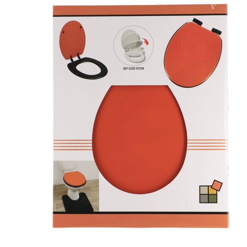 Tendance - Abattant wc mdf 18 pouces assise noire attaches abs frein de chute noires - terre de sienne noir