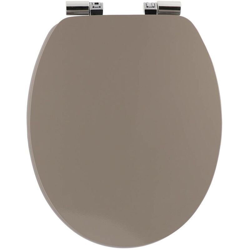 Abattant wc mdf 18 pouces uni attaches abs chrome frein de chute - taupe Tendance