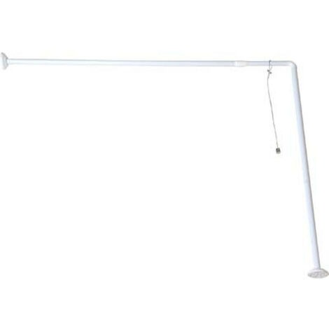 TENDANCE - Barre d'angle de baignoire Tringle extensible de 94 à 180 cm en Aluminium Blanc