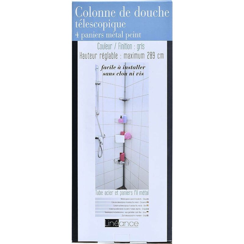 Colonne telescopique metal peint 4 etageres - gris Tendance