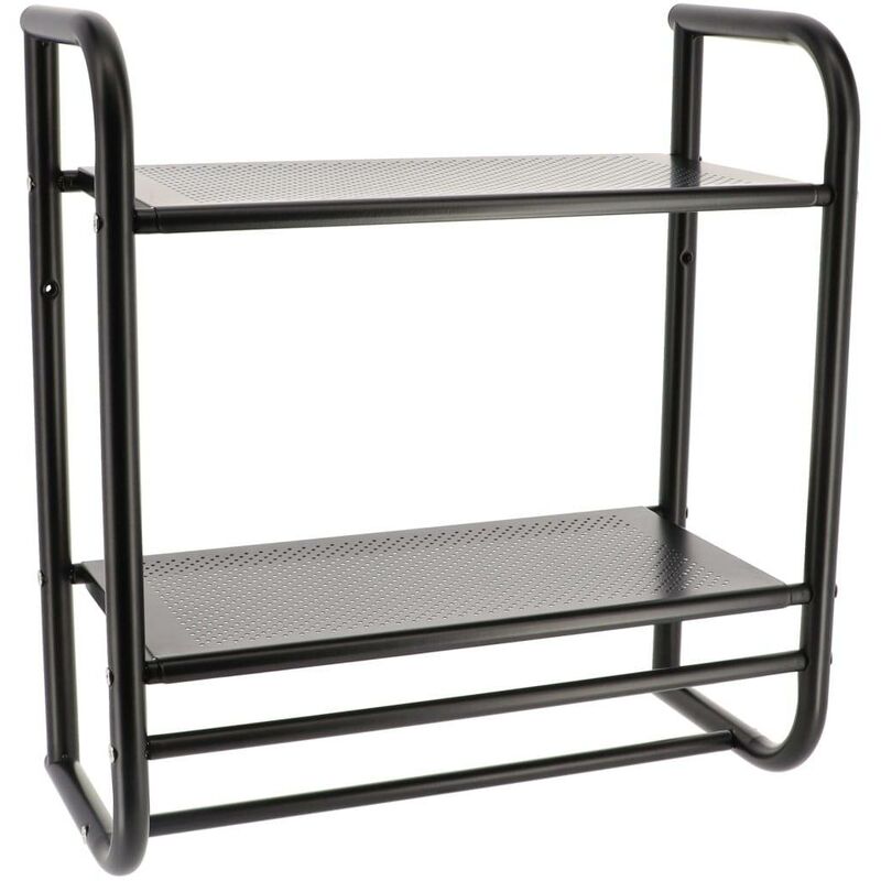 Tendance - Etagere murale 2 etages et porte serviettes 2 barres - noir