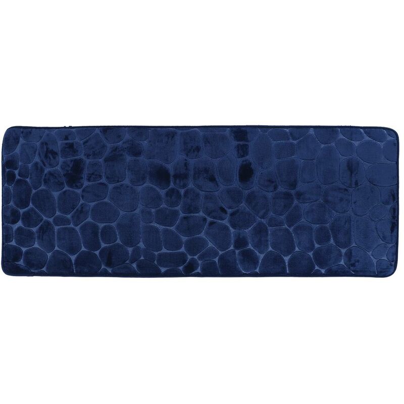 Tapis memoire de forme microfibre galet 45x120 cm - bleu marine Tendance