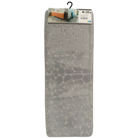 TENDANCE - Grand Tapis de salle de bain Gris clair en Microfibre à mémoire de forme 45 x 120 cm