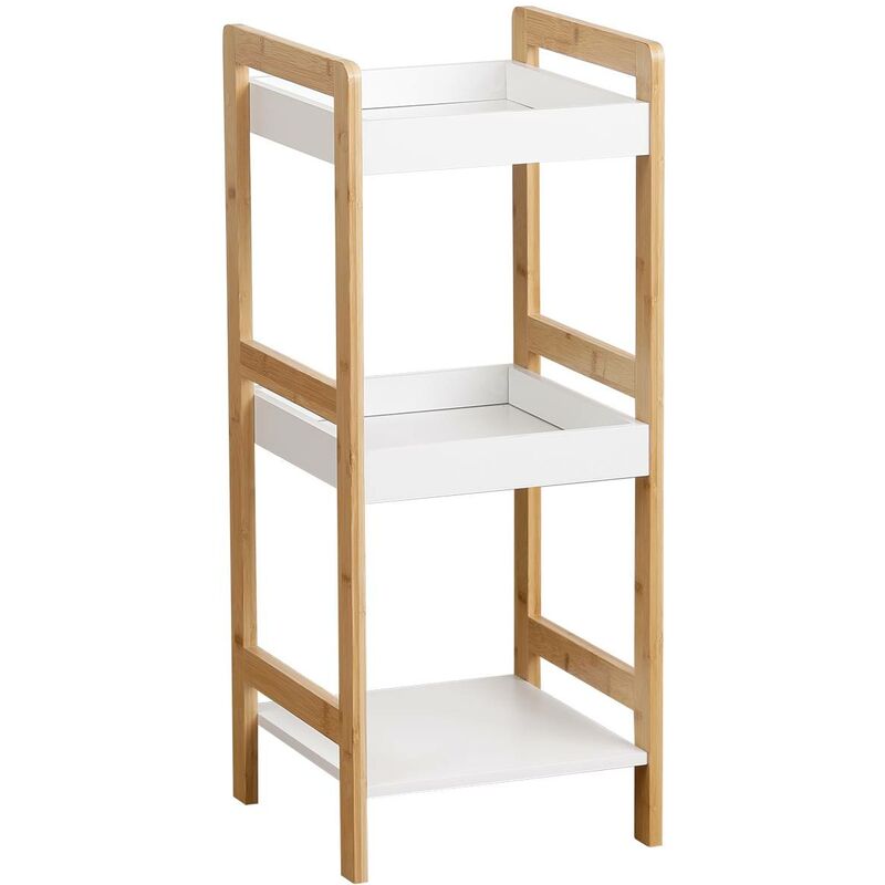 Meuble bambou 3 etageres mdf - bambou blanc Tendance