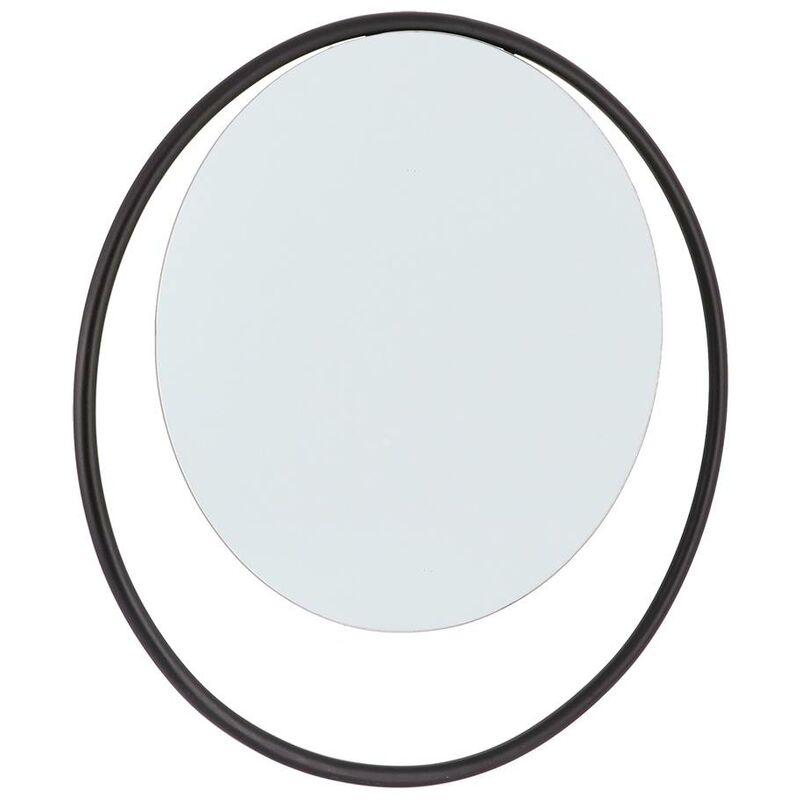 Miroir rond cercle metal diametre 38 cm a fixer - noir - Tendance