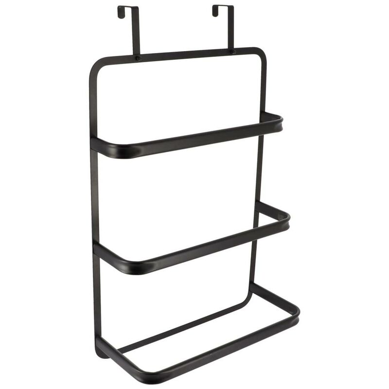 Tendance - Porte serviettes sur porte 3 barres metal - noir