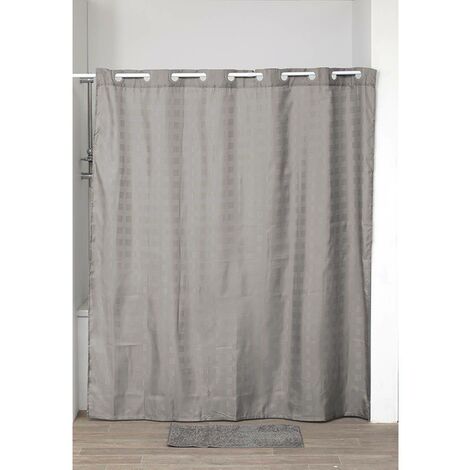 Tendance – Rideau de douche polyester 180x200cm – Couleur taupe – 10 œillets intégrés – Lavable en machine à 40°