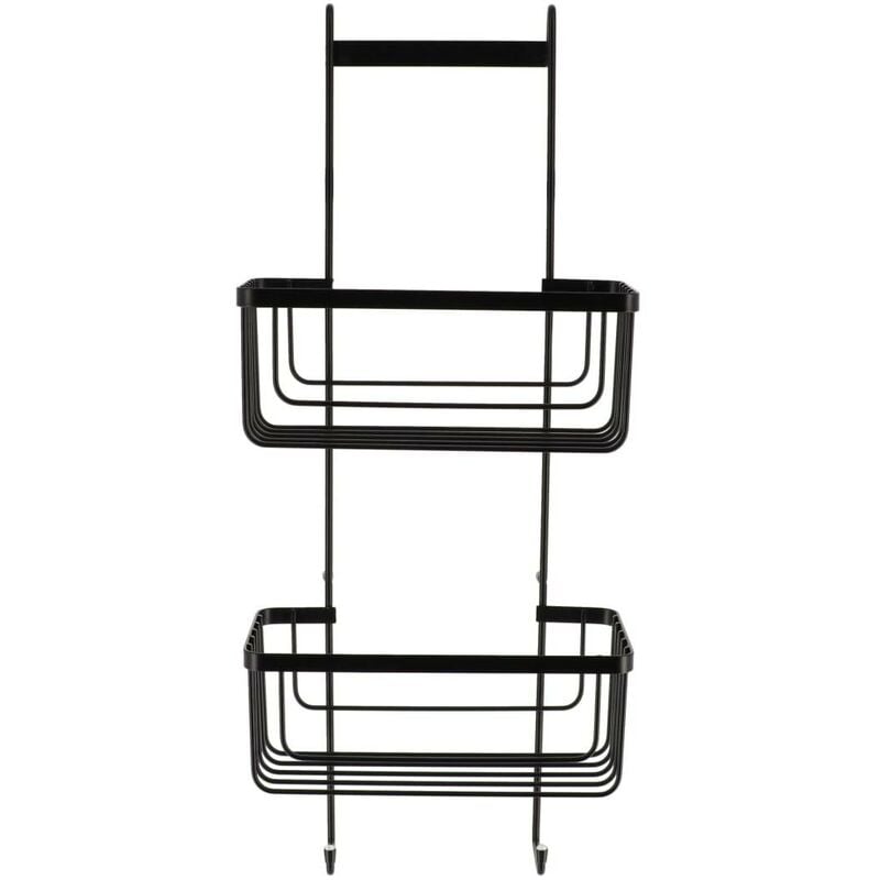 Serviteur paroi de douche metal 2 paniers + 2 crochets - noir mat Tendance