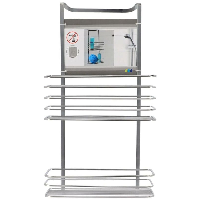 Serviteur paroi de douche acier inoxydable 2 paniers - chrome - Tendance