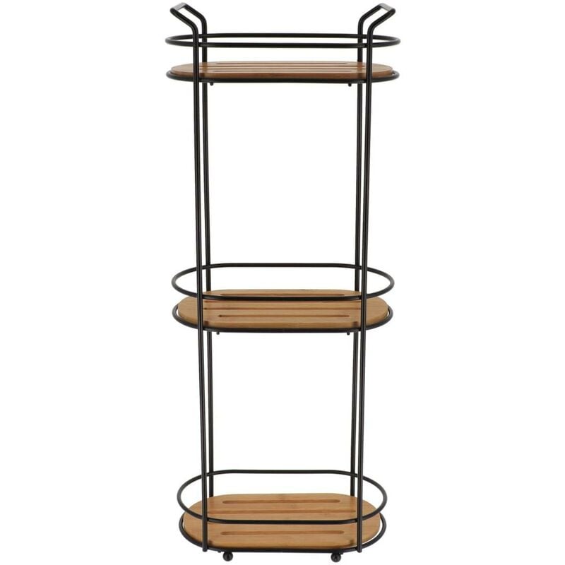Etagere ovale fil metal a poser 3 niveaux bambou - noir bambou Tendance