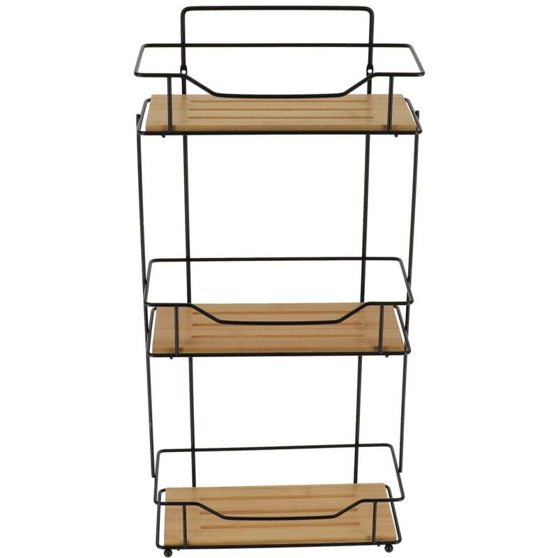 Etagere rectangulaire a poser ou a fixer 3 niveaux bambou - noir bambou Tendance