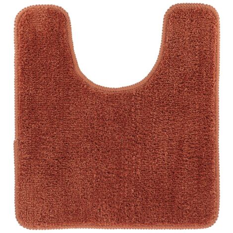 Tendance – Tapis contour WC en microfibre polyester terracotta 45 x 50 cm – Dessous en latex antidérapant – Lavable en machine à 30°